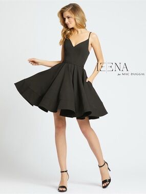 Mac Duggal Black Fit-and-Flare Cocktail Dress